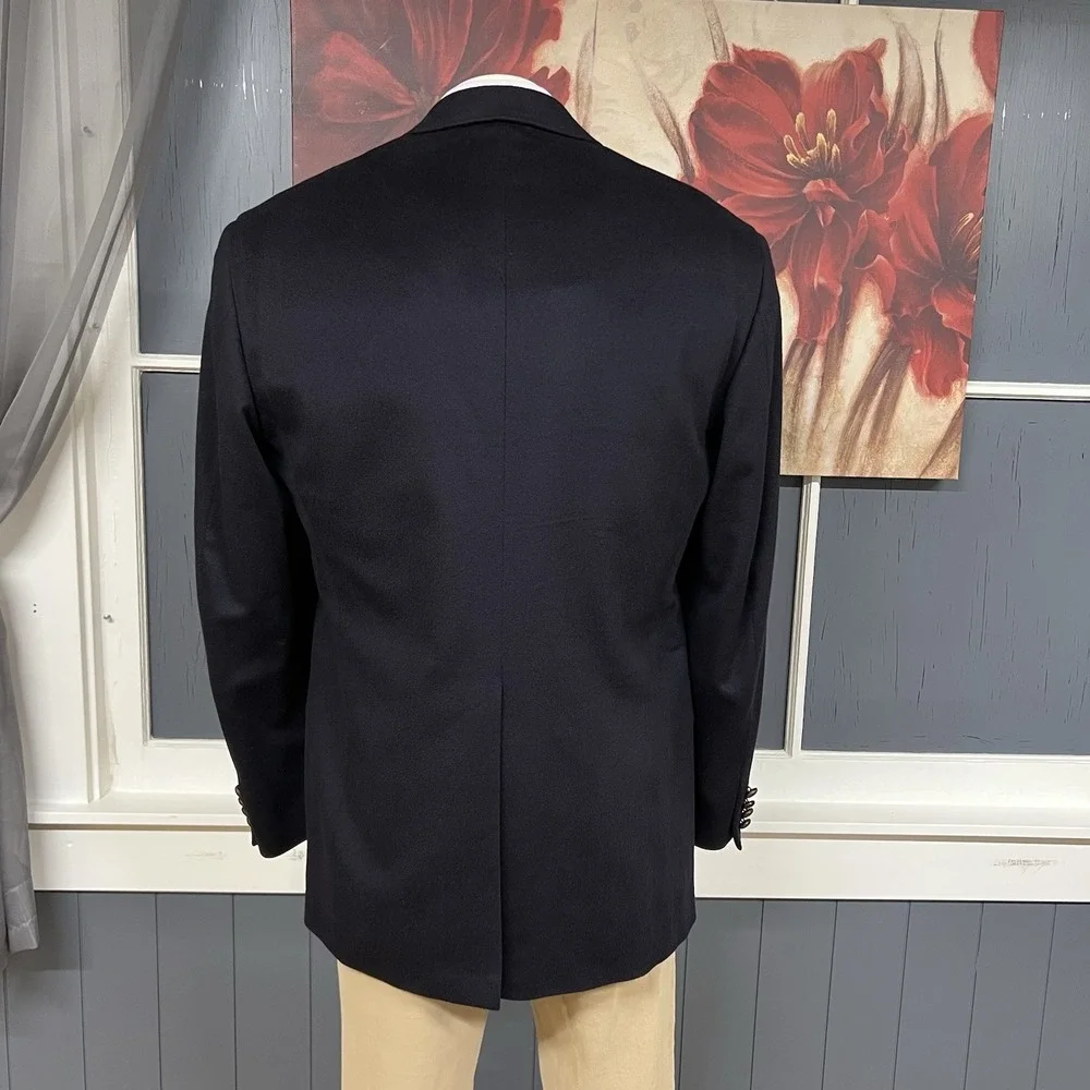 Vintage Chaps Ralph Lauren Cashmere Blazer Jacket Sport Coat Mens 44L Long Black